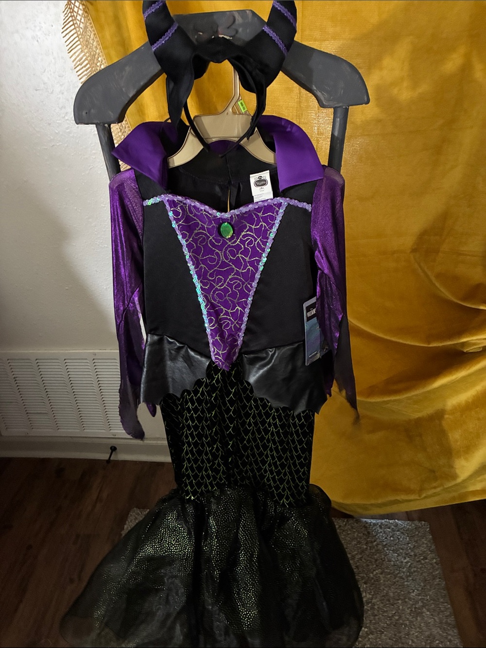 Disney Purple and Black Villainess Dress with Horned Headpiece